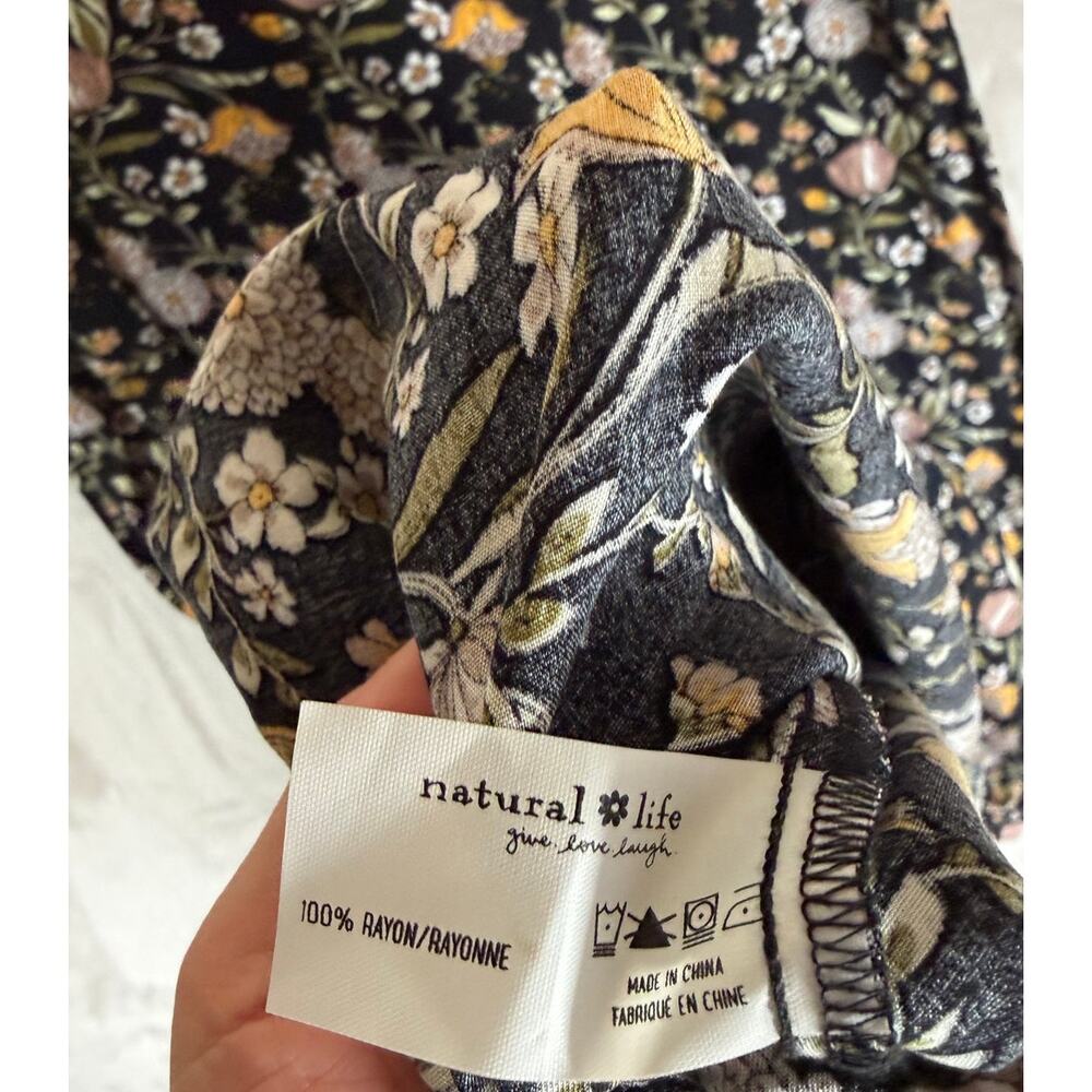 Natural Life Maxi Dress Womens Size Small Black Floral Boho Festival Sleeveless - Picture 6 of 9
